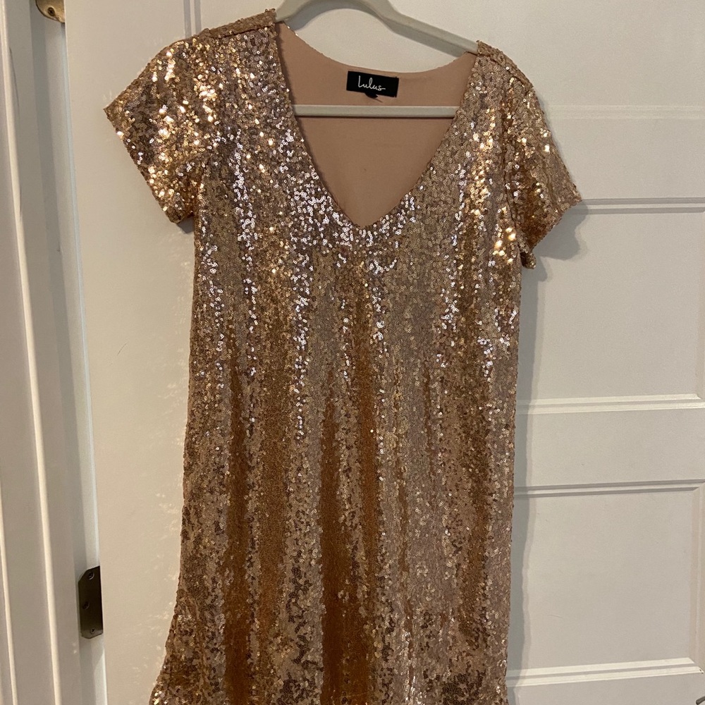 Gold sequin lulus dress
